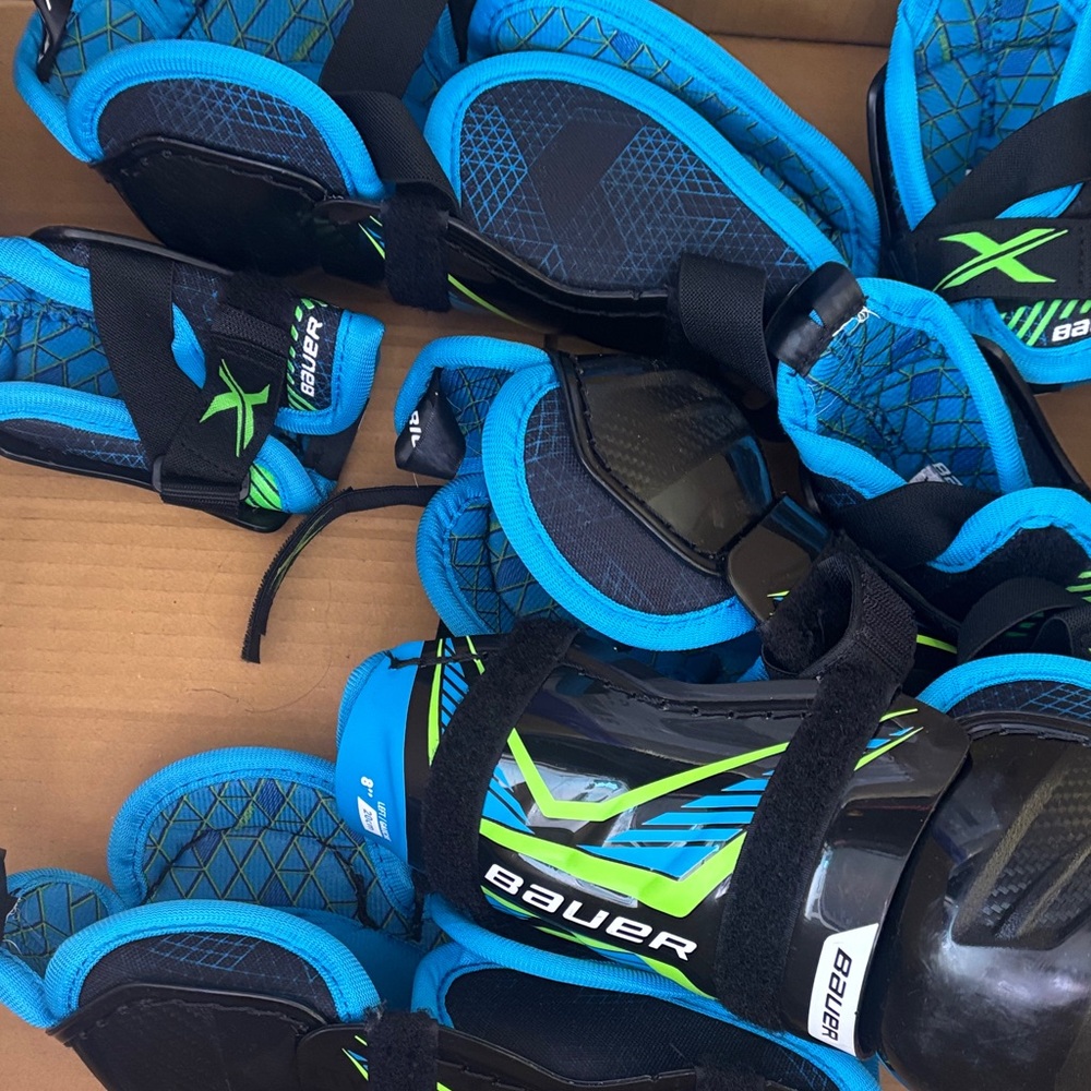 Bauer Black with Blue and Lime Youth Shin Guards